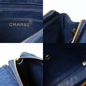 CHANEL シャネル マトラッセ デニムリュック バックパック ココマーク ステッチ キルティング ブルー ゴールド金具 美品 中古 4b013570