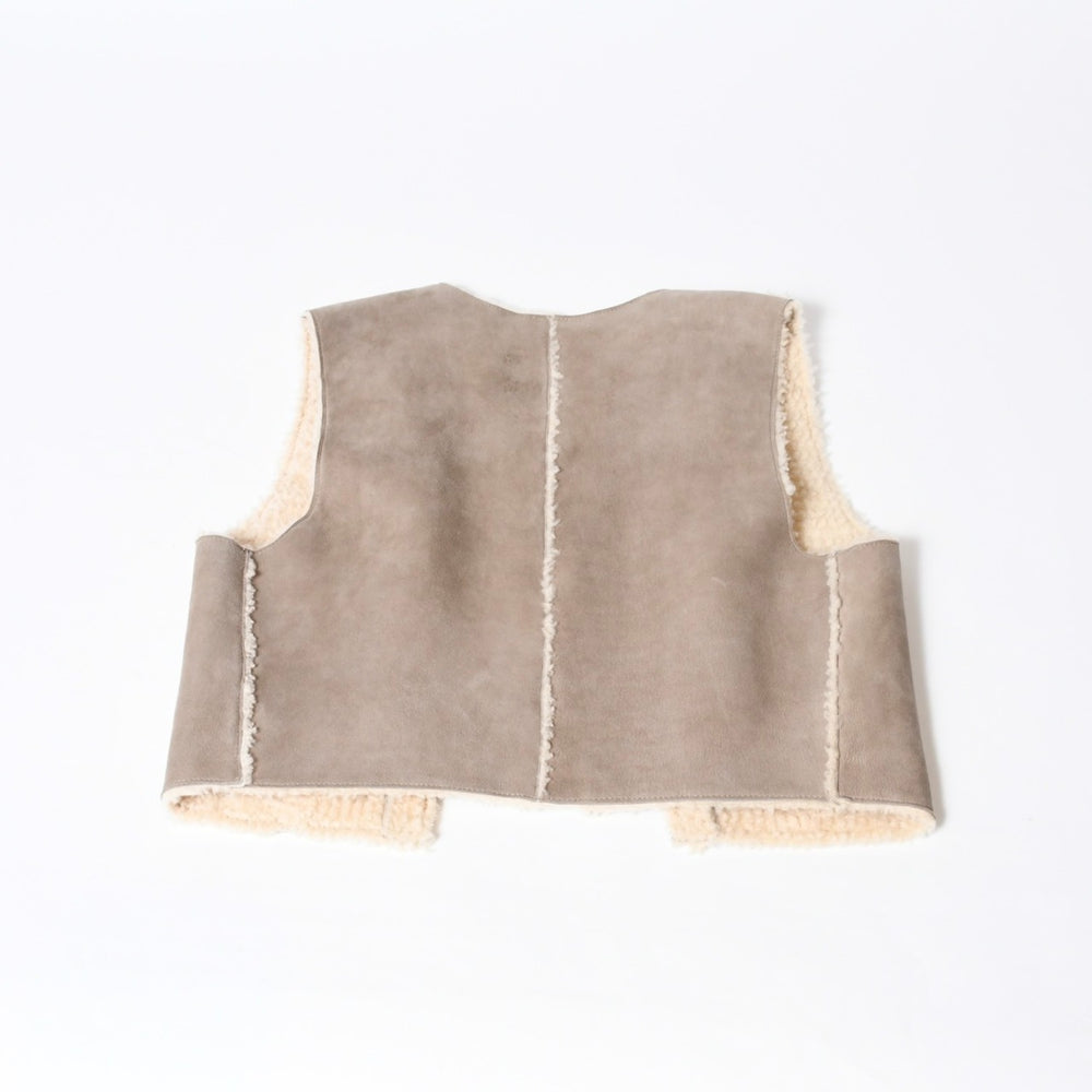 CHANEL Chanel Mouton Vest P26962V20015 Size 34 Coco Mark Wool Brown Beige Archive Good Condition Used 4b013239