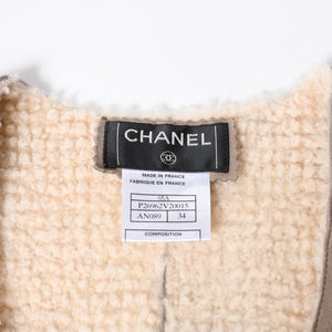 CHANEL シャネル ムートンベスト P26962V20015 サイズ34 ココマーク ウール ブラウン ベージュ アーカイブ 美品 中古 4b013239