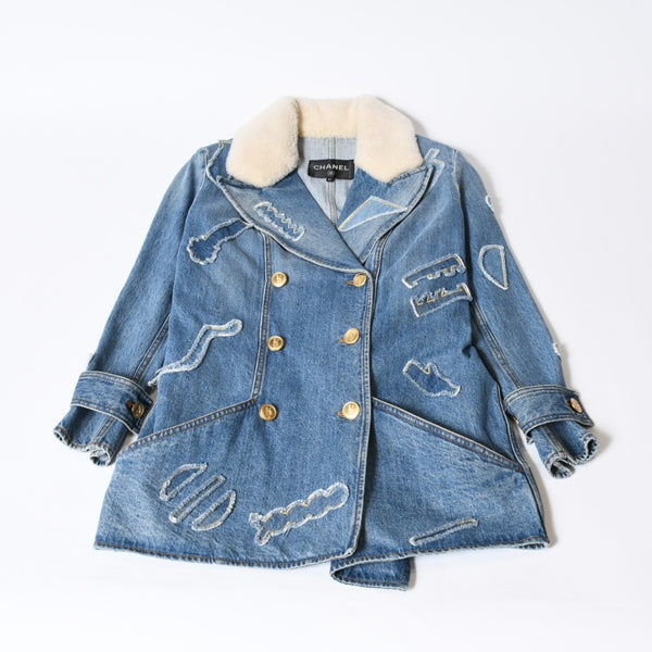 CHANEL シャネル デニムジャケット P61927V47197 サイズ34 ココマーク エジプトコレクション マルチパッチ ブルー 美品 中古 4b013574