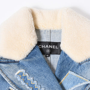 CHANEL シャネル デニムジャケット P61927V47197 サイズ34 ココマーク エジプトコレクション マルチパッチ ブルー 美品 中古 4b013574