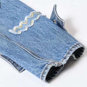 CHANEL シャネル デニムジャケット P61927V47197 サイズ34 ココマーク エジプトコレクション マルチパッチ ブルー 美品 中古 4b013574