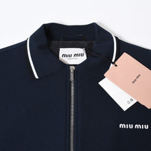 Load image into Gallery viewer, 新品未使用 MIUMIU ミュウミュウ Piquet Blend Blouson ピケブレンド ブルゾン ML1258 サイズ38 ネイビー コットン 中古 4b012283
