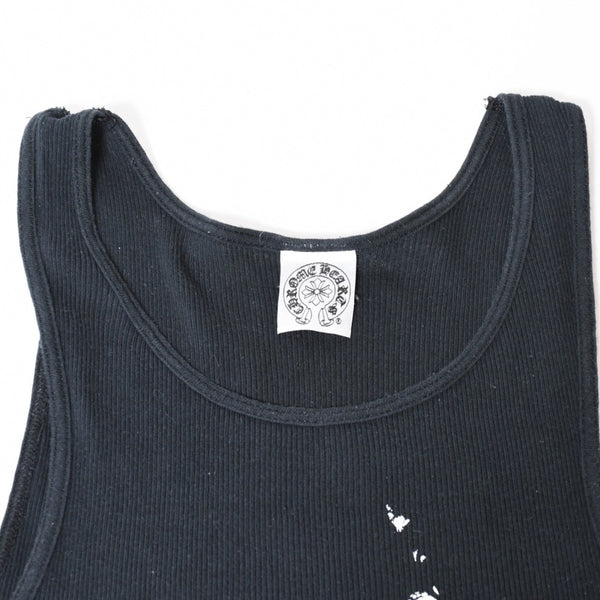 CHROME HEARTS クロムハーツ タンクトップ ノースリーブ サイズL リチャードスターク プリント ブラック 美品 中古 4b013268