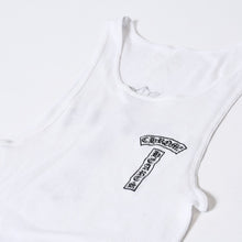 Load image into Gallery viewer, CHROME HEARTS クロムハーツ クロスモチーフ オールド タンクトップ U.S.A製 コットン ホワイト ブラック サイズL 美品 中古 4b013348