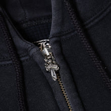 Load image into Gallery viewer, CHROME HEARTS クロムハーツ BSフレア プリント ジップパーカー サーマル ダガージップ ブラック サイズL 美品 中古 4b013509
