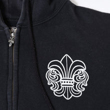Load image into Gallery viewer, CHROME HEARTS クロムハーツ BSフレア プリント ジップパーカー サーマル ダガージップ ブラック サイズL 美品 中古 4b013509