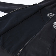 Load image into Gallery viewer, CHROME HEARTS クロムハーツ BSフレア プリント ジップパーカー サーマル ダガージップ ブラック サイズL 美品 中古 4b013509