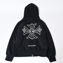 Load image into Gallery viewer, CHROME HEARTS クロムハーツ CHクロス プリント ジップパーカー サーマル ダガージップ ブラック サイズS 美品 中古 4b013510