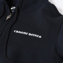 Load image into Gallery viewer, CHROME HEARTS クロムハーツ CHクロス プリント ジップパーカー サーマル ダガージップ ブラック サイズS 美品 中古 4b013510