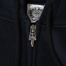 Load image into Gallery viewer, CHROME HEARTS クロムハーツ CHクロス プリント ジップパーカー サーマル ダガージップ ブラック サイズS 美品 中古 4b013510