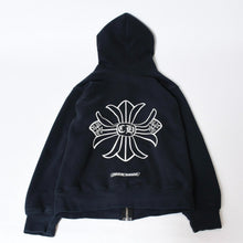 Load image into Gallery viewer, CHROME HEARTS クロムハーツ CHクロス プリント ジップパーカー サーマル ダガージップ ブラック サイズS 美品 中古 4b013508