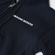 Load image into Gallery viewer, CHROME HEARTS クロムハーツ CHクロス プリント ジップパーカー サーマル ダガージップ ブラック サイズS 美品 中古 4b013508