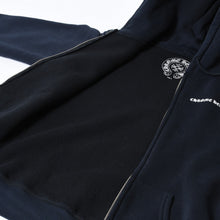 Load image into Gallery viewer, CHROME HEARTS クロムハーツ CHクロス プリント ジップパーカー サーマル ダガージップ ブラック サイズS 美品 中古 4b013508