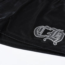 Load image into Gallery viewer, 新品未使用 CHROME HEARTS クロムハーツ MESH VARSITY SHORTS ハーフパンツ メッシュパンツ ブラック サイズS 中古 4b013271