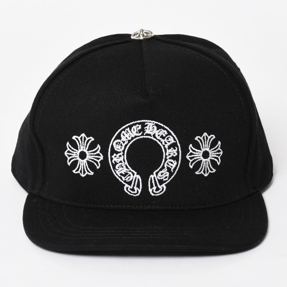 新品未使用 CHROME HEARTS クロムハーツ CHプラス ホースシュー 5パネル スナップバックキャップ ONE SIZE 51-61cm ブラック 中古 4a004539