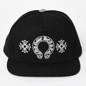 新品未使用 CHROME HEARTS クロムハーツ CHプラス ホースシュー 5パネル スナップバックキャップ ONE SIZE 51-61cm ブラック 中古 4a004539