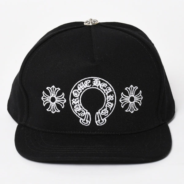 新品未使用 CHROME HEARTS クロムハーツ CHプラス ホースシュー 5パネル スナップバックキャップ ONE SIZE 51-61cm ブラック 中古 4a004539
