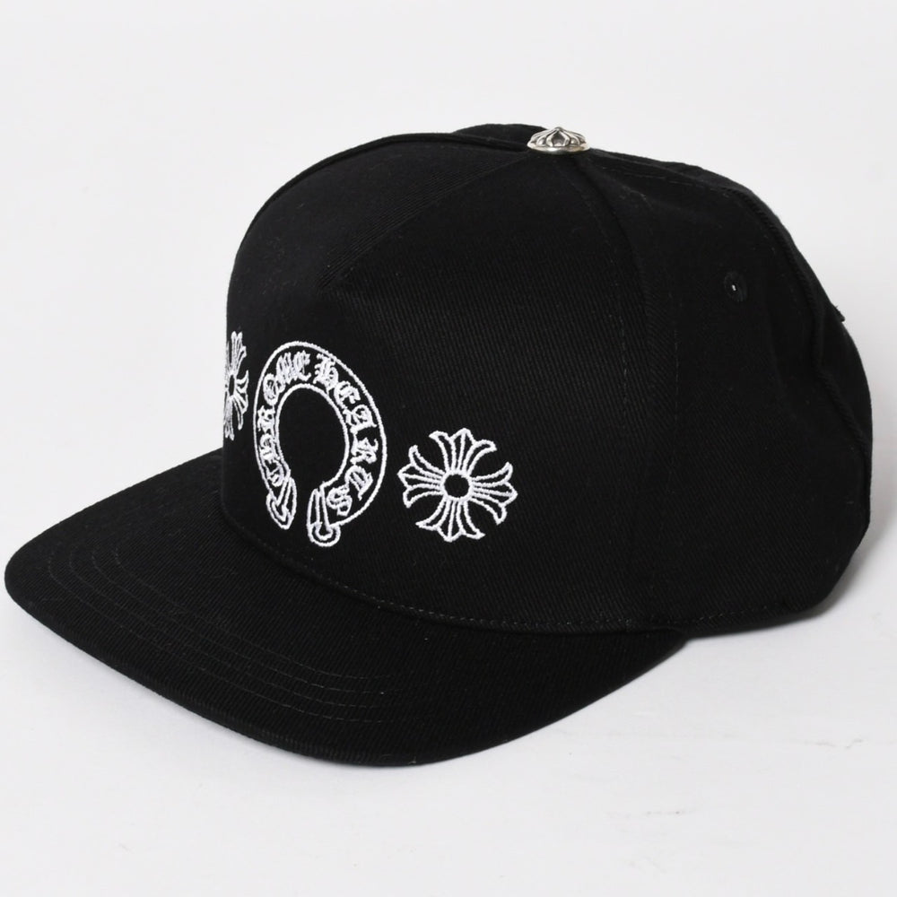 新品未使用 CHROME HEARTS クロムハーツ CHプラス ホースシュー 5パネル スナップバックキャップ ONE SIZE 51-61cm ブラック 中古 4a004539