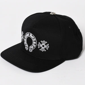 新品未使用 CHROME HEARTS クロムハーツ CHプラス ホースシュー 5パネル スナップバックキャップ ONE SIZE 51-61cm ブラック 中古 4a004539