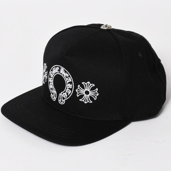 新品未使用 CHROME HEARTS クロムハーツ CHプラス ホースシュー 5パネル スナップバックキャップ ONE SIZE 51-61cm ブラック 中古 4a004539