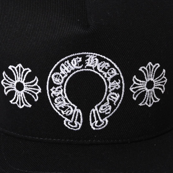 新品未使用 CHROME HEARTS クロムハーツ CHプラス ホースシュー 5パネル スナップバックキャップ ONE SIZE 51-61cm ブラック 中古 4a004539