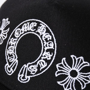 新品未使用 CHROME HEARTS クロムハーツ CHプラス ホースシュー 5パネル スナップバックキャップ ONE SIZE 51-61cm ブラック 中古 4a004539