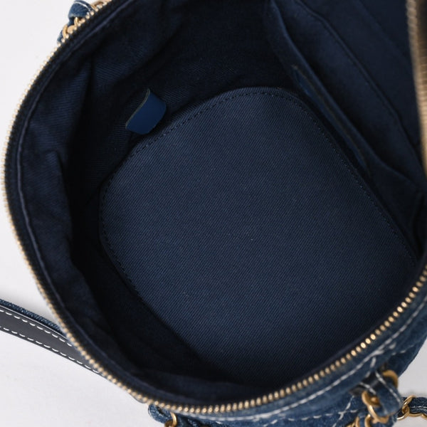Very Good Condition CHANEL Vanity Chain Shoulder Bag AS1336 28th Series Coco Mark Denim Wild Stitch Gold Hardware Used 4b013565