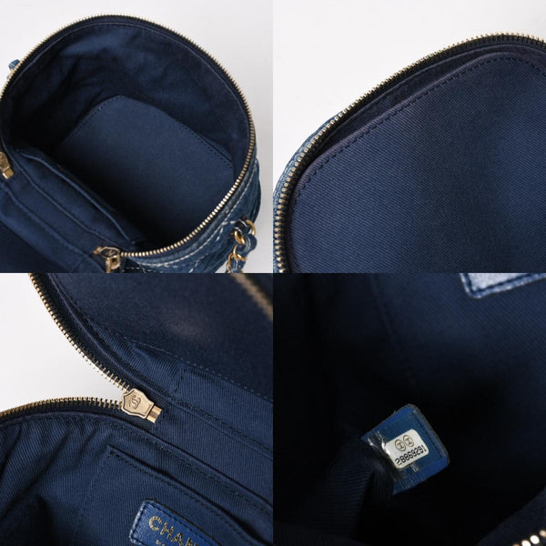 Very Good Condition CHANEL Vanity Chain Shoulder Bag AS1336 28th Series Coco Mark Denim Wild Stitch Gold Hardware Used 4b013565