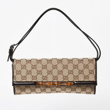 画像をギャラリービューアに読み込む, 極美品 GUCCI グッチ ハンドバッグ ショルダーバッグ GGキャンバス 117594 バンブー ブラウン シルバー金具 中古 4a005053