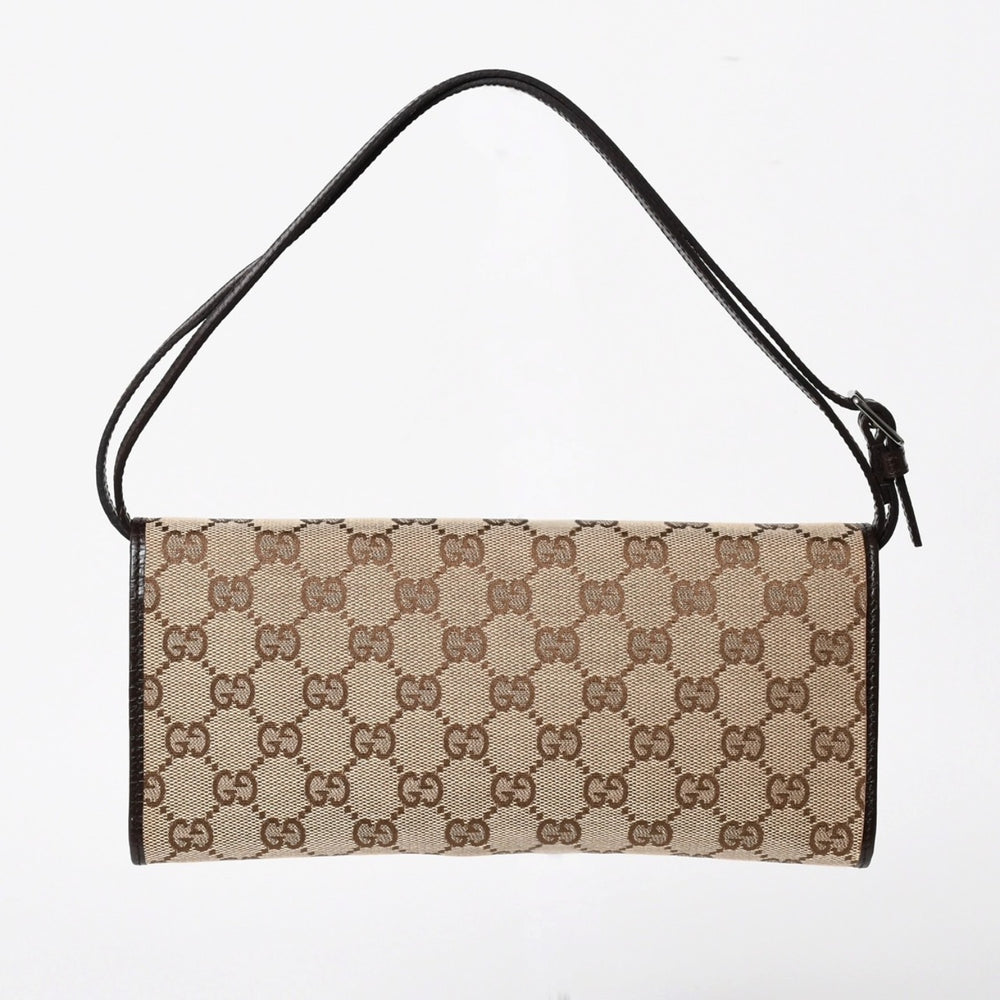 極美品 GUCCI グッチ ハンドバッグ ショルダーバッグ GGキャンバス 117594 バンブー ブラウン シルバー金具 中古 4a005053