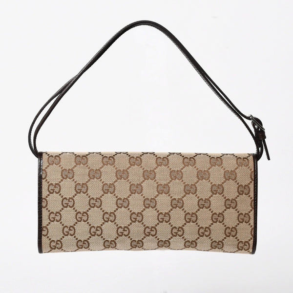 極美品 GUCCI グッチ ハンドバッグ ショルダーバッグ GGキャンバス 117594 バンブー ブラウン シルバー金具 中古 4a005053
