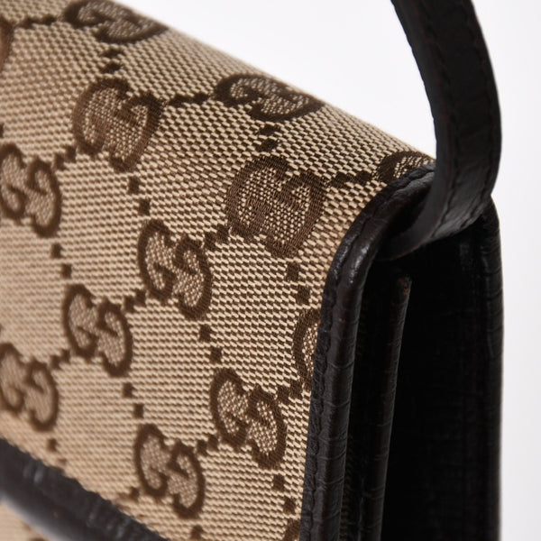 極美品 GUCCI グッチ ハンドバッグ ショルダーバッグ GGキャンバス 117594 バンブー ブラウン シルバー金具 中古 4a005053