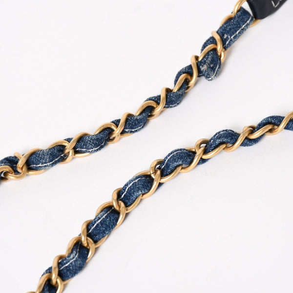 Very Good Condition CHANEL Vanity Chain Shoulder Bag AS1336 28th Series Coco Mark Denim Wild Stitch Gold Hardware Used 4b013565