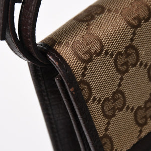 極美品 GUCCI グッチ ハンドバッグ ショルダーバッグ GGキャンバス 117594 バンブー ブラウン シルバー金具 中古 4a005053