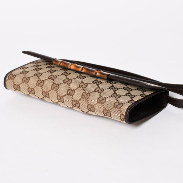 極美品 GUCCI グッチ ハンドバッグ ショルダーバッグ GGキャンバス 117594 バンブー ブラウン シルバー金具 中古 4a005053