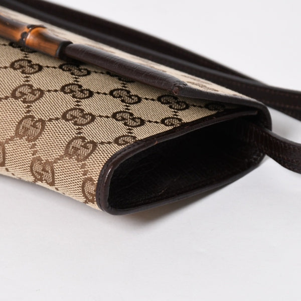 極美品 GUCCI グッチ ハンドバッグ ショルダーバッグ GGキャンバス 117594 バンブー ブラウン シルバー金具 中古 4a005053