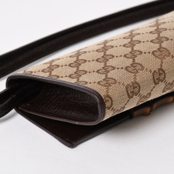 極美品 GUCCI グッチ ハンドバッグ ショルダーバッグ GGキャンバス 117594 バンブー ブラウン シルバー金具 中古 4a005053