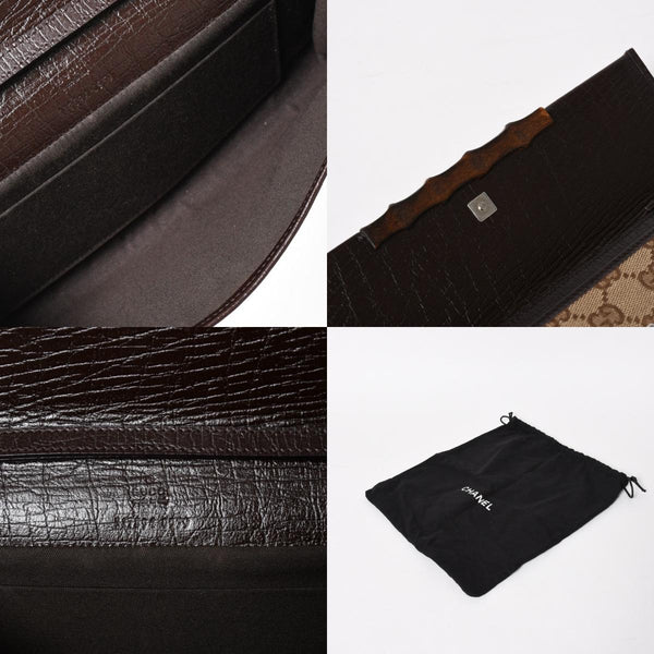 極美品 GUCCI グッチ ハンドバッグ ショルダーバッグ GGキャンバス 117594 バンブー ブラウン シルバー金具 中古 4a005053