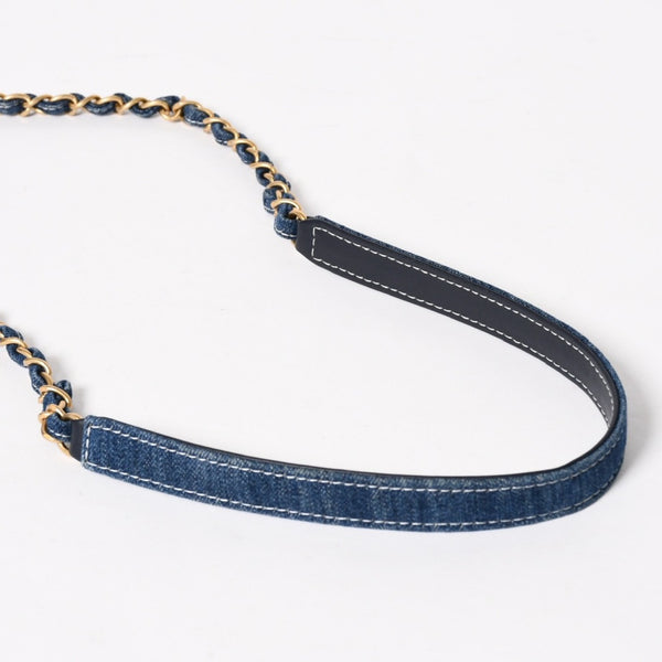 Very Good Condition CHANEL Vanity Chain Shoulder Bag AS1336 28th Series Coco Mark Denim Wild Stitch Gold Hardware Used 4b013565