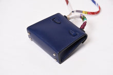 Load image into Gallery viewer, 極美品 HERMES エルメス マイクロ ケリーツイリー バッグ チャーム U刻印 ブルー ネイビー ヴォ―タデラクト シルバー金具 中古 4b013608