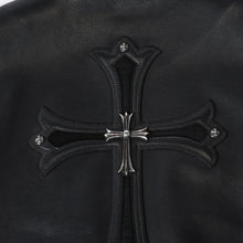 Load image into Gallery viewer, 極美品 CHROME HEARTS クロムハーツ 6BTN ZIP FRNT VEST ラージクロス レザーベスト サイズM ダガー クロスボール 中古 4b013777