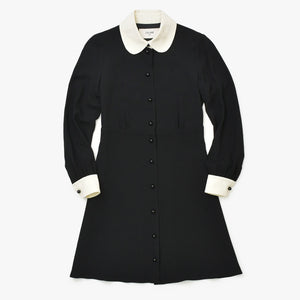 極美品 CELINE セリーヌ ドレス ワンピース 2R109865C アセテート レーヨン サイズ34 ブラック 中古 4b013833