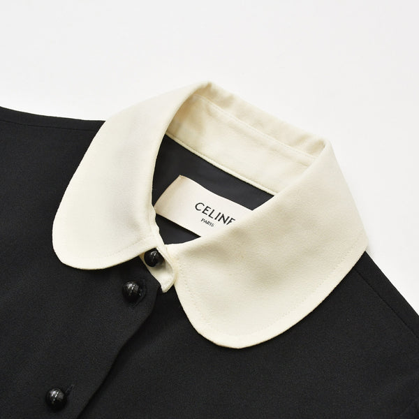 極美品 CELINE セリーヌ ドレス ワンピース 2R109865C アセテート レーヨン サイズ34 ブラック 中古 4b013833
