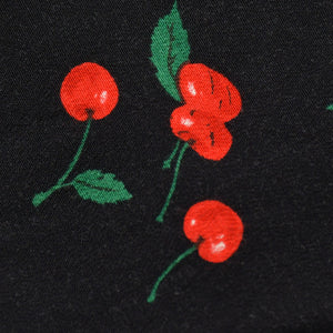 極美品 POLO RALPH LAUREN ポロ ラルフローレン ワンピース チェリープリント クレープ ドレス ブラック レッド グリーン サイズ0 中古 4b013835