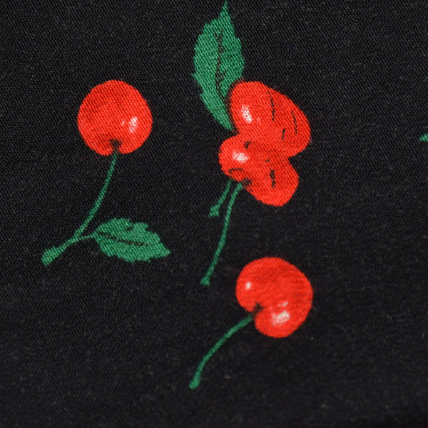 極美品 POLO RALPH LAUREN ポロ ラルフローレン ワンピース チェリープリント クレープ ドレス ブラック レッド グリーン サイズ0 中古 4b013835