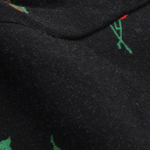 極美品 POLO RALPH LAUREN ポロ ラルフローレン ワンピース チェリープリント クレープ ドレス ブラック レッド グリーン サイズ0 中古 4b013835