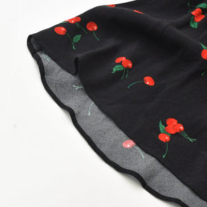 極美品 POLO RALPH LAUREN ポロ ラルフローレン ワンピース チェリープリント クレープ ドレス ブラック レッド グリーン サイズ0 中古 4b013835