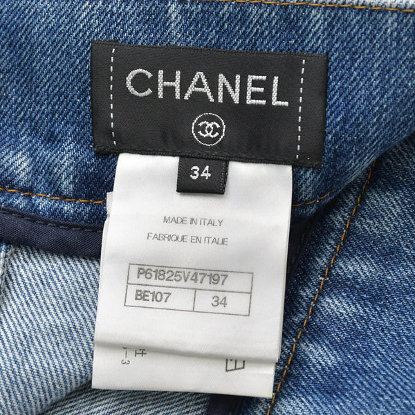 CHANEL シャネル 19SS デニムスカート P61825V47197 サイズ34 メティエダールコレクション ココマーク パッチワーク 美品 中古 4b013844