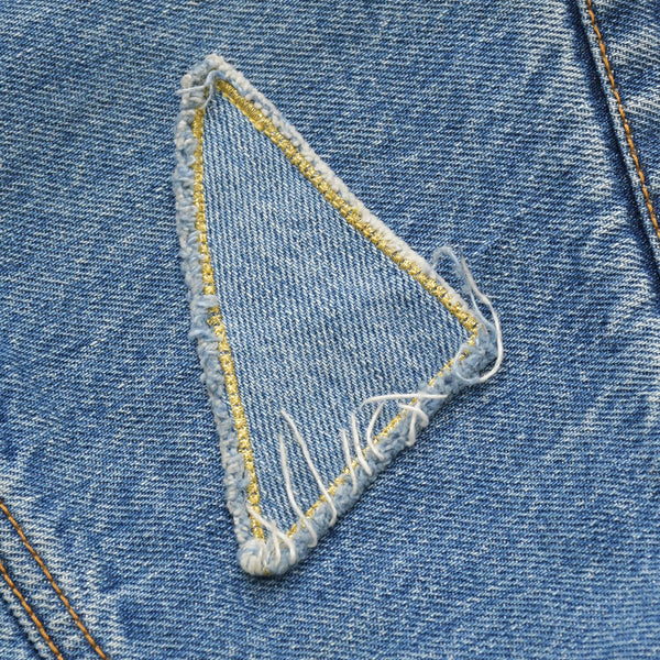 CHANEL シャネル 19SS デニムスカート P61825V47197 サイズ34 メティエダールコレクション ココマーク パッチワーク 美品 中古 4b013844